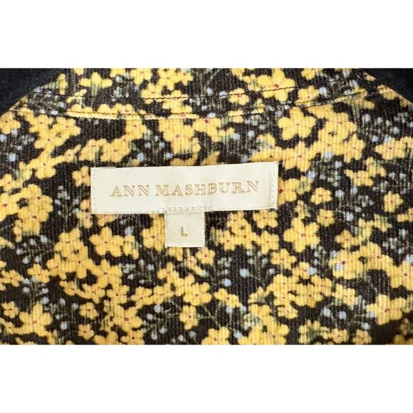 Ann Mashburn Shirt L Corduroy Liberty London Yellow Floral Button Down Popover - Picture 5 of 13